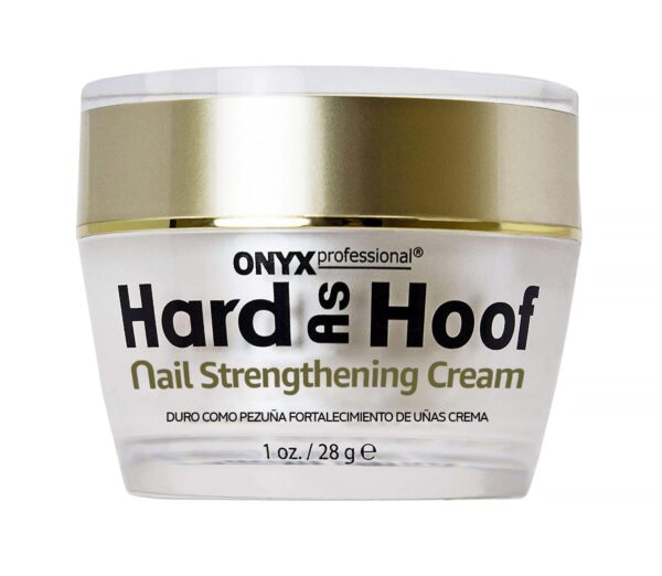 Hoof Nail Strengthening Cream with Coconut ScentAbout this item Stronger, Healthier Nails: Say goodbye to thin, brittle, soft or fragile nails with Hard as Hoof Nail Strengthening Cream. This natural nail strengthener is infused with vitamins, minerals and emollients to strengthen and condition your nails and cuticles Repairs Damaged Nails: A nail treatment formula to help restore and fix damage caused by fake or acrylic and gel nails. It absorbs quickly and deeply penetrates your nails, providing the nourishment they need. Plus, it doesn't leave a greasy residue behind